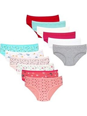Tutku Pamuklu Penye Kız Çocuk Bikini Külot 12'li Pembe Renkli Yumuşak Dokulu İç Giyim