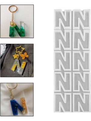 Epoksi Çoklu Silikon Kalıp Düz N Harfi Anahtarlık Reçine Seri Döküm Kalıbı 4 cm 10 Lu