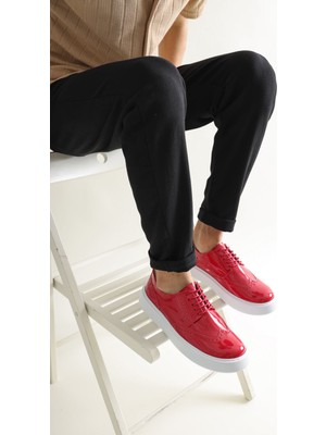 Rugy Premium Erkek Günlük Casual Ayakkabı Rugan Kırmızı