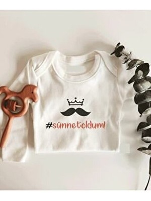 Sünnet Oldum Uzun Kol Çıtçıtlı Organik Bebek Body