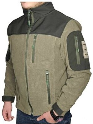 Taktik Polar Mont Haki Renkli Uzun Kol Slim Fit Su Geçirmez Özellikli Yarım Balıkçı Yaka