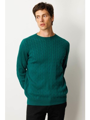 Erkek Sıfır Yaka Saç Örgülü Kazak Ö.başı