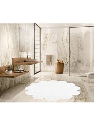 Seria Halı Papatya Şekilli Peluş Post Halı Yıkanabilir Kaymaz Taban Pufy Halı.