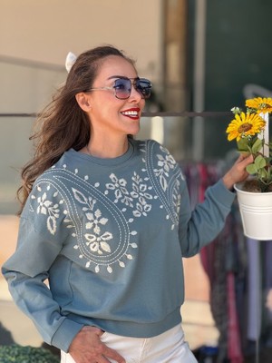 Nakışlı Midi Boy Sweatshirt