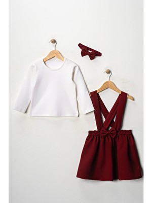 Yumurcak Bordo Krep Elbise A-Line Günlük Stil Bandana Uzun Kol Badi Özel Olay İçin