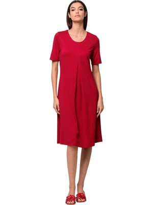 Kadın Yarım Kol Bisiklet Yaka Eteği Volanlı Spor Şık Büyük Beden Elbise