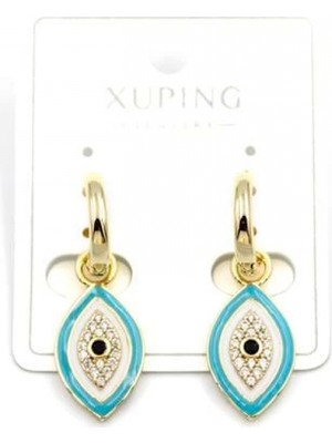 Mineli Nazar Küpe - 14K Altın