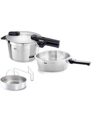 Fissler Vitaquick Premium 4,5+2,5 Litre Düdüklü Tencere + Buharda Pişirme Aparatı