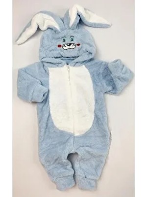 Erkek Çocuk Mavi Tavşan Peluş Uyku Tulumu Dar Kesim