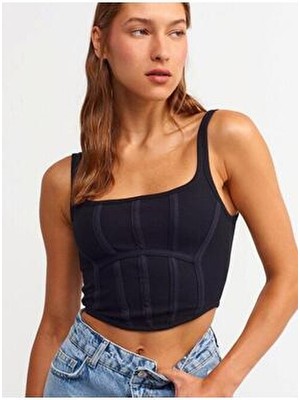 3793 Korse Crop Büstiyer Siyah