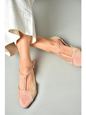 Fox Shoes Kadın Babet Pudra/Ten Süet Malzeme Düz Tabanlı Günlük Kullanım İçin