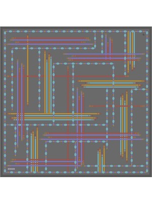 Armine Obje Desenli Saf Ipek Twill Eşarp 9407D 54
