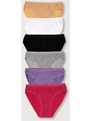 Tutku Kadın 6'lı Paket Bikini Külot Lastikli Regular Kalıp %100 Pamuk Antrasit Renkli Rahat Tasarım ELF568T0635CCM6