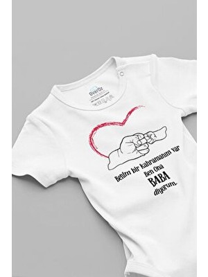 Overoz Unisex Bebek Body Kısa Kollu Benim Bir Kahramanım Var Ben Ona Baba Diyorum Temalı