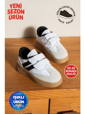 Albishoes Unisex Çocuk Bebek Işıklı Cırtlı Günlük Ayakkabı Çocuk Spor Ayakkabı Hafif Rahat Taban