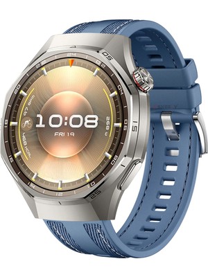 Sneezy Huawei Watch Gt6 Pro 46MM ile Uyumlu Metal Tokalı Dikiş Detaylı Şık Dokuma Silikon Kordon