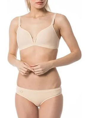 İmer Çamaşır İmer Kaplı Emzirme Sütyeni Ten Düz Desenli Pamuklu Kumaşla Konforlu Tasarım Sunuyor