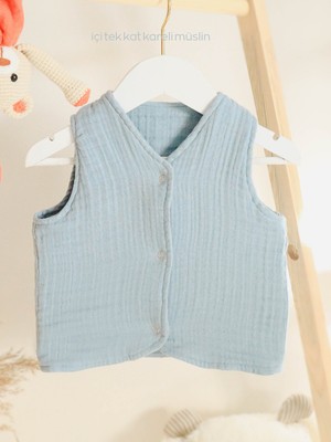 Pahta Müslin  Pamuk Erkek Bebek-Çocuk Yeleği-5 Kat-4 Mevsim