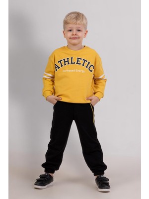 Erkek Çocuk 3 Iplik Sweatshirt & Siyah Eşofman Altı 2’li Takım – Spor Günlük Kombin 4073