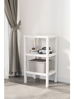 Omaş Household Product Ombeg Dekoratif 3 Katlı Plastik Çok Amaçlı Banyo Düzenleyici Beyaz Modern Tasarım