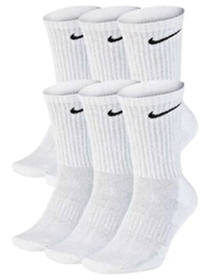 Nike Everyday 6'lı Pamuk Antreman Soket Çorabı 42-46 Beyaz Renkli Baskılı Desen ile Rahatlık Sunar