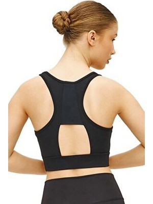 Cervus Kadın Spor Büstiyer Siyah Desenli Hafif Destekli Yazlık Moda ve Günlük Kombin