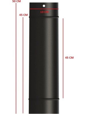 Soba Mat Siyah Emaye Soba Borusu-Boy: 50/45/38 cm - Çap: 13 cm