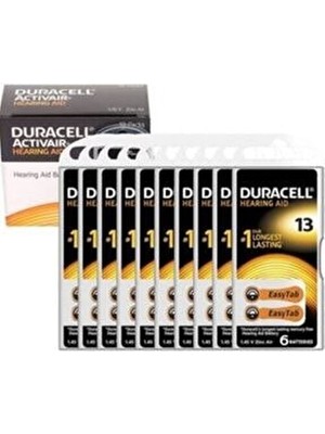 Duracell 13 Numara Işitme Cihazı Kulaklık Pili 10X6 60 Adet Uzun Ömürlü Yüksek Performans