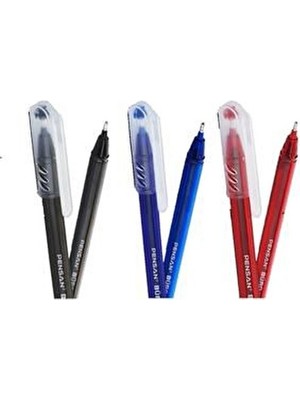 Pensan Büro 1.0 mm Tükenmez Kalem 3'lü Set (1 Mavi, 1 Kırmızı, 1 Siyah) Gri Renkli Kalemler
