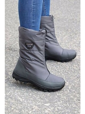 Kadın Gri Tekstil Su Geçirmez Kar Botu Z5547TG