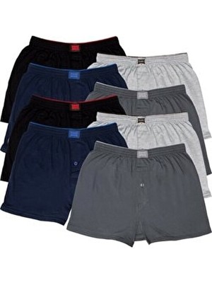 Tutku Erkek Havlu Bel Boxer Düz Desenli 8'li Paket Gri-Siyah-Lacivert-Füme Renk Seçenekleri