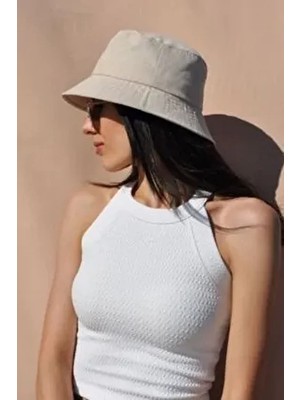 Bej Bucket Yazlık Kova Şapka