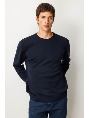 Erkek Sıfır Yaka Çelik Örgü Yün Kazak K.lacivert