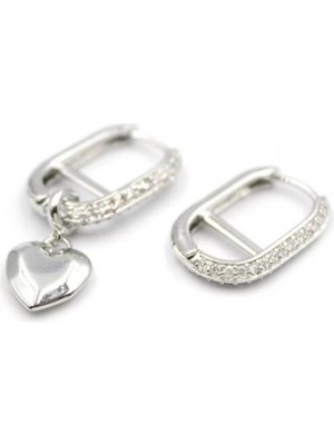 Kalp Sallantılı Küpe - Gümüş