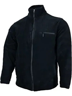 Lifeguard Büyük Beden Siyah Fermuarlı Polar Sweatshirt Uzun Kollu Erkek Cepli Polyester Kumaş