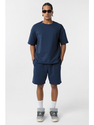 Basic Oversize Şort Takım Indigo