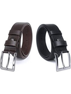 Livize Erkekler İçin 4cm Siyah Kahverengi 2'li Klasik Spor Kemer %100 Manda Derisi Hakiki Deri