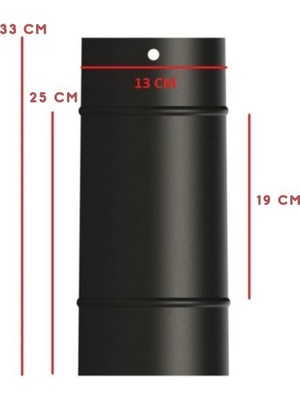 Soba Mat Siyah Emaye Soba Borusu-Boy: 33/25/19 Cm-Çap: 13 cm