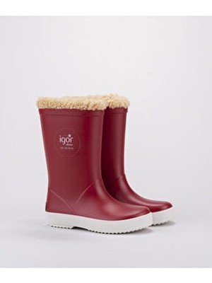 IGOR005 Splash Nautıco Kırmızı Unisex Kürklü Çizme Düz Topuk ve Tekstil Malzeme ile Şık Tasarım