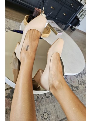 Ops 10 0501 Topukla Kadın Kalın Topuklu Küt Burun Ayakkabı