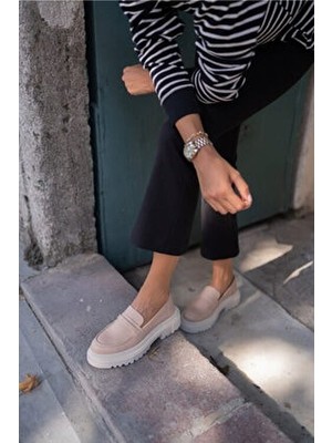 Angelina Jones Lopes Kadın Nude Oxford Ayakkabı Suni Deri Vegan Günlük Kullanım İçin