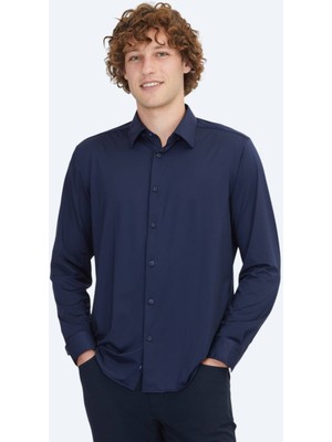 Lacivert Regular Fit Casual Gömlek