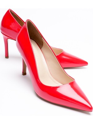 Mubiano Kadın Rugan Deri Topuklu Ayakkabı 8 cm Sivri Burunlu Yeşil Carmira