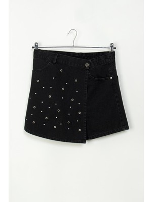 Kız Çocuk Siyah Kot Şort Etek - 0708