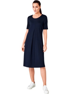 Kadın Yarım Kol Bisiklet Yaka Eteği Volanlı Spor Şık Büyük Beden Elbise