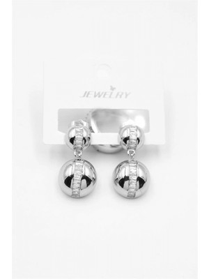 Baget Taşlı Küpe - Gümüş