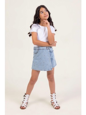 Kız Çocuk Mavi Kot Şort Etek -0708