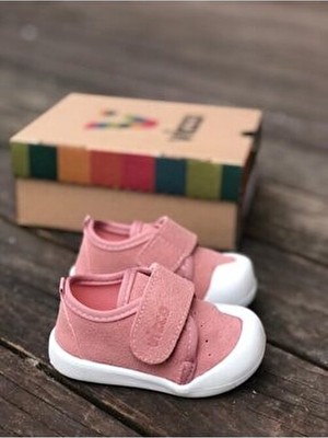 Vicco Anka Pembe Anatomik Esnek İlk Adım Ayakkabısı Kadın Düz Taban Kumaş Malzeme ile Rahat Kullanım