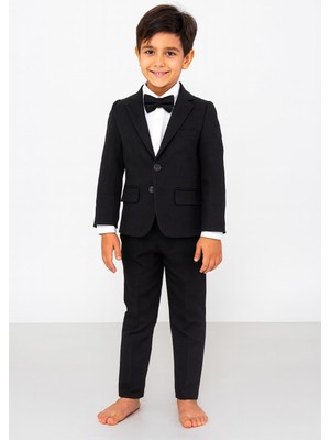 Çocuk Siyah Takım Elbise – 4  Parça (Ceket, Gömlek, Pantolon + Papyon) 5430
