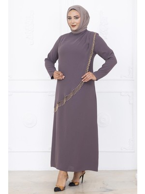 Amine Hüma Melek Abiye Elbise Vizon
